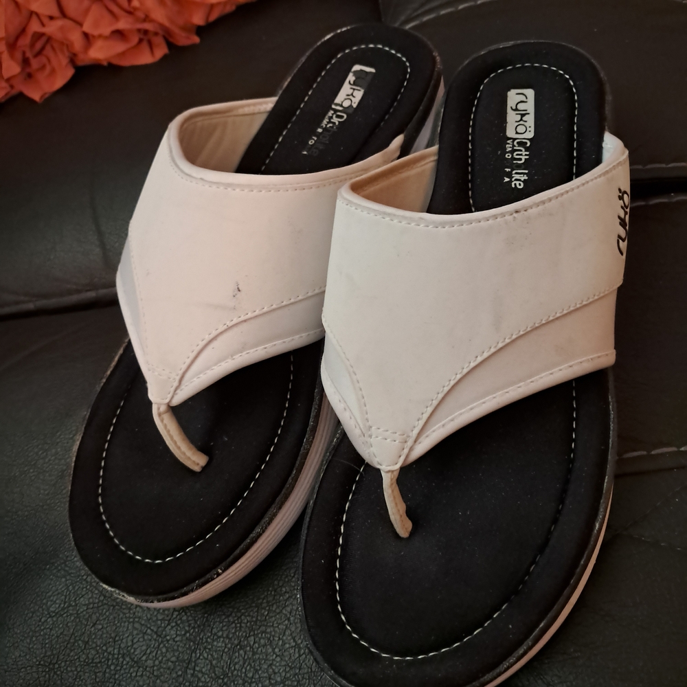Ryka White and Black Sandals Sleek Design